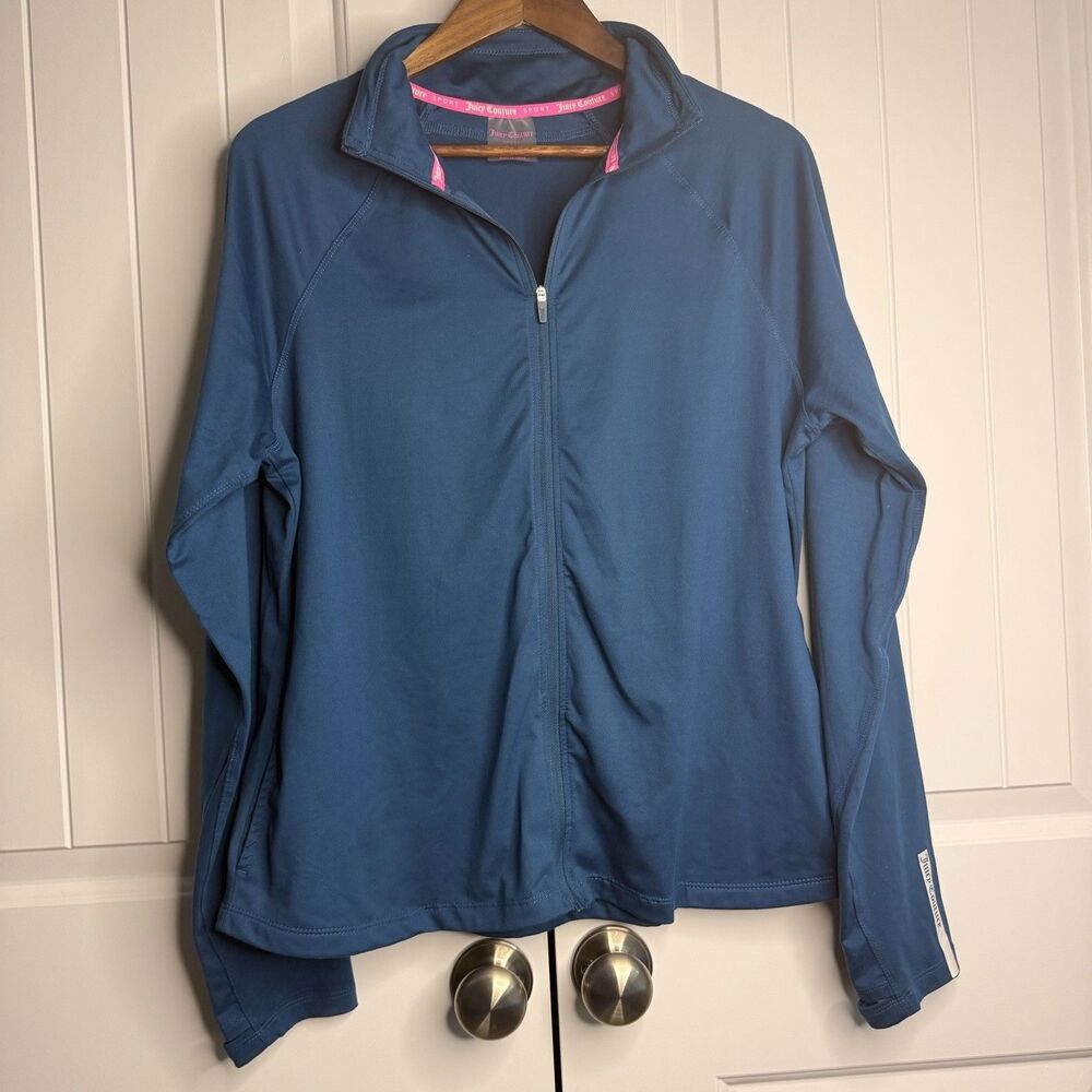 Juicy Couture Womens Sport Full Zip Jacket Reflective Teal Size XL
